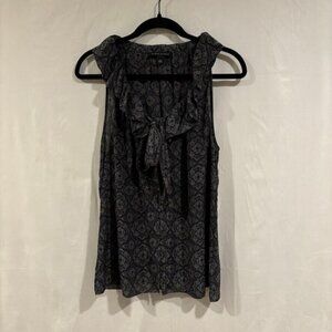 Banana Republic Women's Grey 100% Silk Ruffle‎ Trim Blouse SZ Medium Office